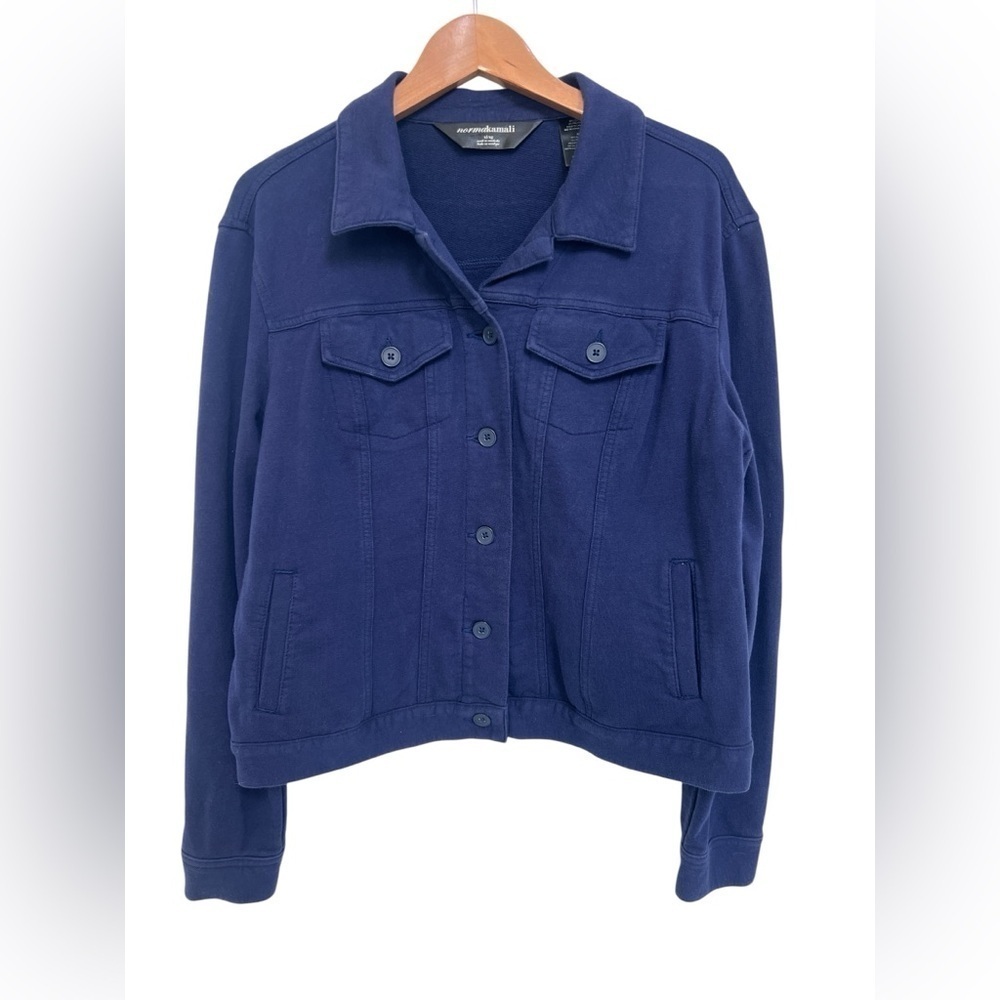 Norma Kamali Women's Navy Blue Classic Utility Button Up Jacket